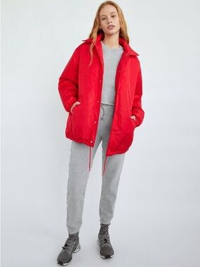 TNA Oversized Red Varsity Jacket